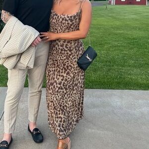 Zara Leopard Print Maxi Slip Dress in Brown